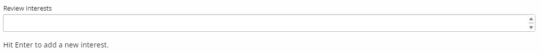 The box in the profile editor where users can add review interests.